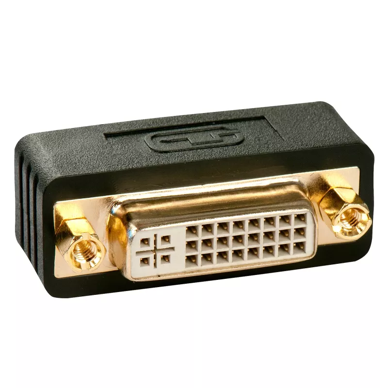 Lindy Premium DVI-D savienotājs, vīrišķais uz sievišķo, DVI-I, DVI-D, melns