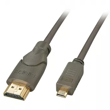 Lindy 0.5m ātrgaitas Micro HDMI–HDMI kabelis, 0,5 m, HDMI Type A (Standard), HDMI Type D (Micro), 3D, 10,2 Gbit/s, Melna