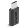 Lindy USB 3.2 C tipa uz C tipa adapteris, USB 3.2 C tips, USB 3.2 C tips, melns