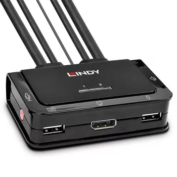 Lindy 2 Portu DisplayPort 1.2, USB 2.0 un Audio Kabeļa KVM Pārslēgs