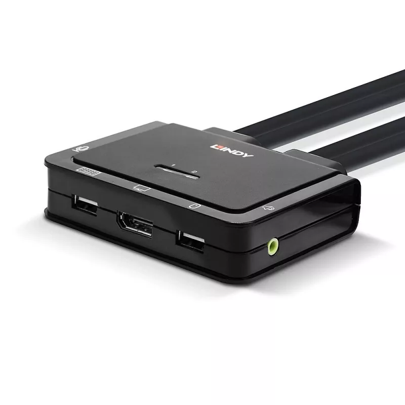 Lindy 2 Portu DisplayPort 1.2, USB 2.0 un Audio Kabeļa KVM Pārslēgs