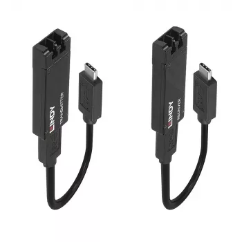 Lindy 100m optiskās šķiedras USB 3.2 C tipa paplašinātājs, tīkla raidītājs un uztvērējs, 100 m, 10000 Mbit/s, optiskā šķiedra, USB 3.2 Gen 1 (3.1 Gen 1) C tips, melns