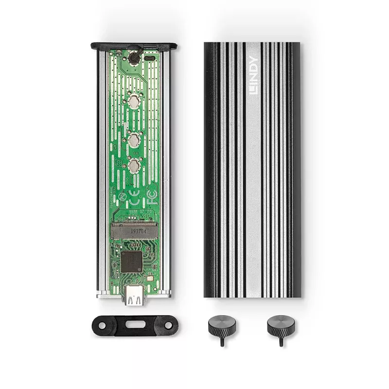 Lindy USB 3.2 Gen 2 x2 NVMe M.2 SSD korpuss, SSD korpuss, M.2, PCI Express, 20 Gbit/s, USB savienojamība, Sudraba krāsa