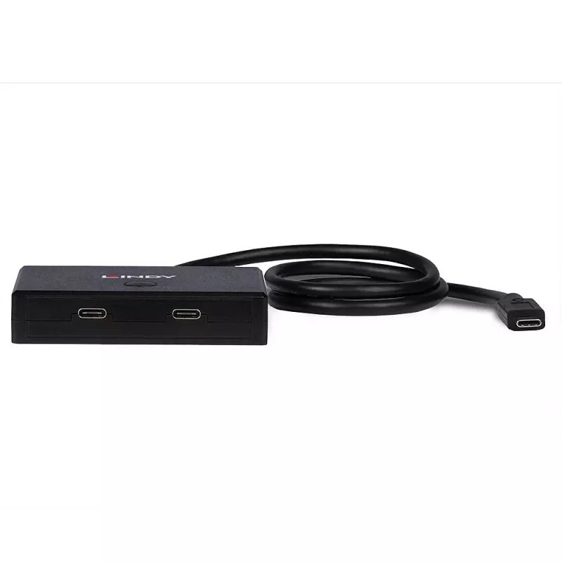 Lindy 2 Port USB 3.2 Gen 2 Type C Divvirzienu Slēdzis, USB 3.2 Gen 1 (3.1 Gen 1) Type-C, USB 3.2 Gen 1 (3.1 Gen 1) Type-C, 5000 Mbit/s, Melns, 0.6 m, 85 mm
