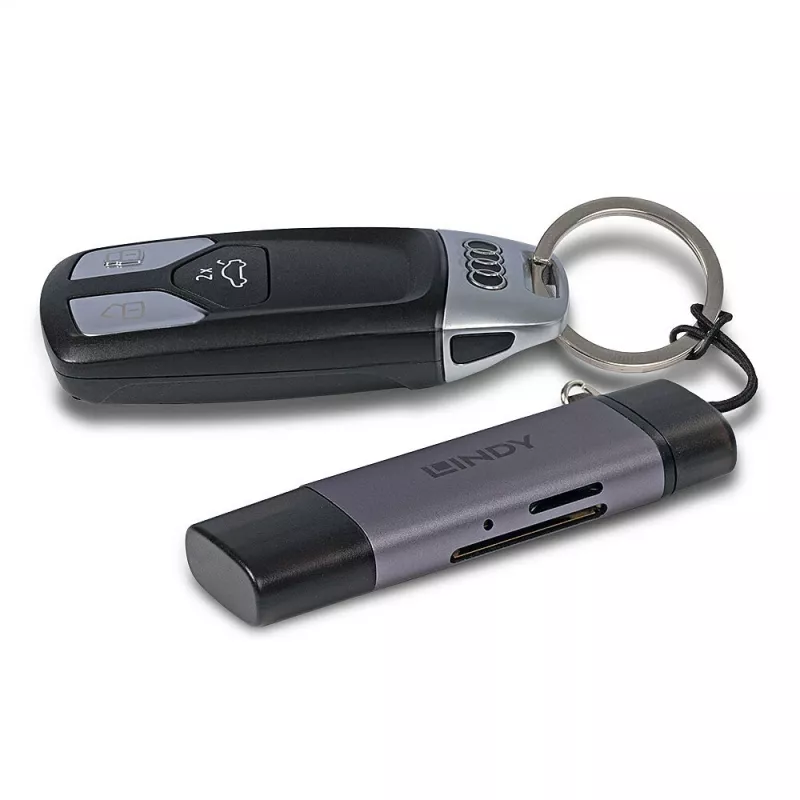 Lindy USB 3.2 Type C and A SD / Micro SD karšu lasītājs, MiniSD, SD, Melns, Pelēks, 5000 Mbit/s, USB 3.2 Gen 1 (3.1 Gen 1) Type-A/Type-C, 78.5 mm, 22.5 mm
