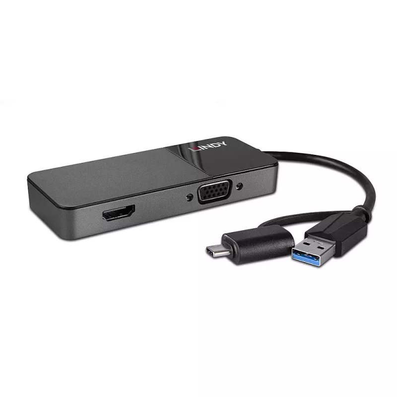 Lindy 43354 klēpjdatora dokstacija/portu replikators USB 3.2 Gen 1 (3.1 Gen 1) Type-A + Type-C melns