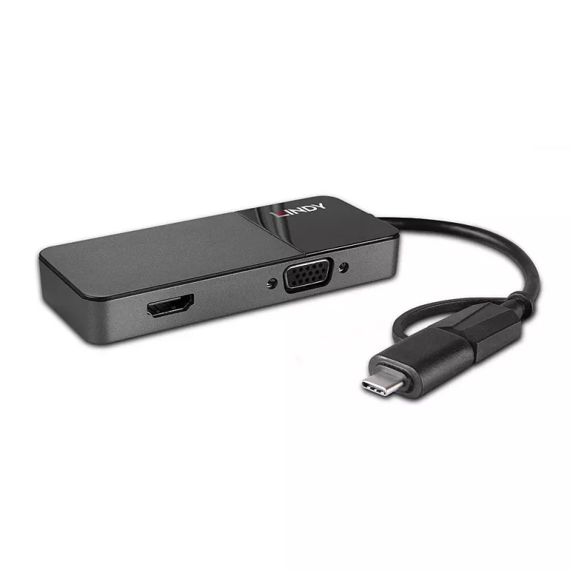 Lindy 43354 klēpjdatora dokstacija/portu replikators USB 3.2 Gen 1 (3.1 Gen 1) Type-A + Type-C melns