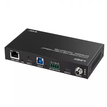 Lindy 100m Cat.6A 2 Host USB 3.2 Gen 1 HDBaseT paplašinātājs, tīkla raiduztvērējs, 100 m, 480 Mbit/s, Cat6a, VS6320, fosfora bronza
