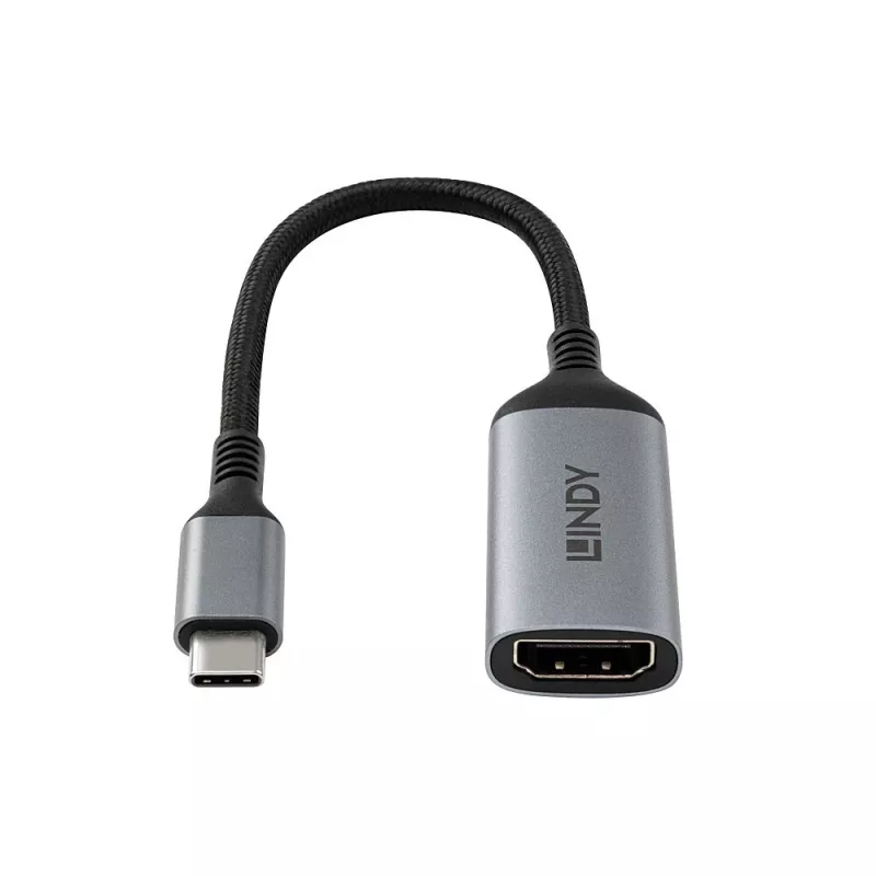Lindy 43428 video kabeļa adapteris 0,15 m USB Type-C HDMI pelēks