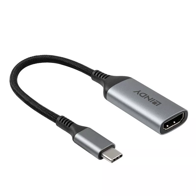 Lindy 43428 video kabeļa adapteris 0,15 m USB Type-C HDMI pelēks