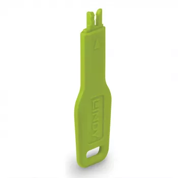 Lindy RJ45 pieslēgvietas bloķētāja atslēga, zaļa, Pieslēgvietas bloķētāja atslēga, RJ-45, zaļa, Akrilnitrila butadiēna stirols (ABS), Polietilēna maisiņš, CE, RoHS, REACH, Kalifornijas priekšlikums Nr. 65