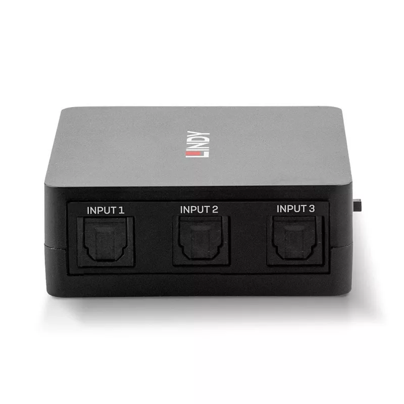 Lindy 3 Port TosLink (optiskais) digitālais audio pārslēdzējs, melns, plastmasa, 54 mm, 60 mm, 20 mm, 37 g