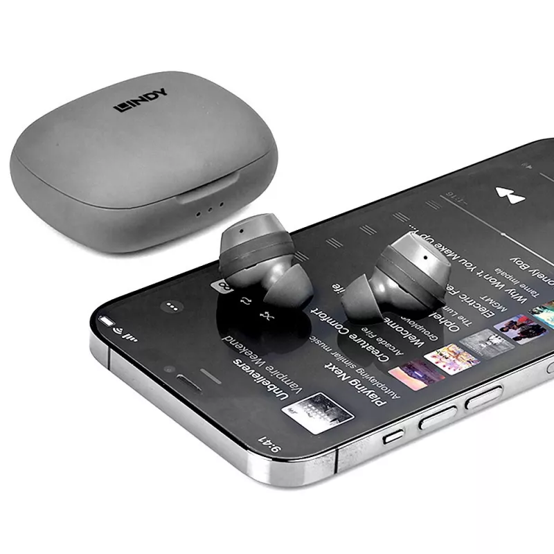 Lindy LE400W austiņas Bezvadu Ievietojamās Mūzika/Ikdiena USB Type-C Bluetooth Pelēkas