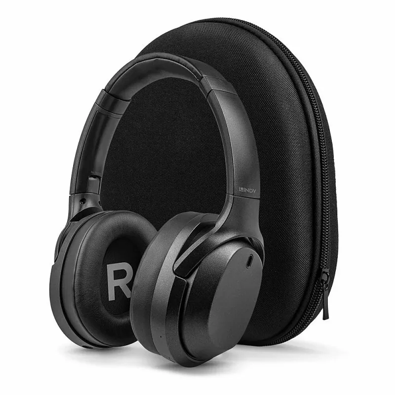 Lindy LH700XW austiņas ar vadu un bezvadu savienojumu, galvas lentes veida, mūzikai, Micro-USB, Bluetooth, melnas
