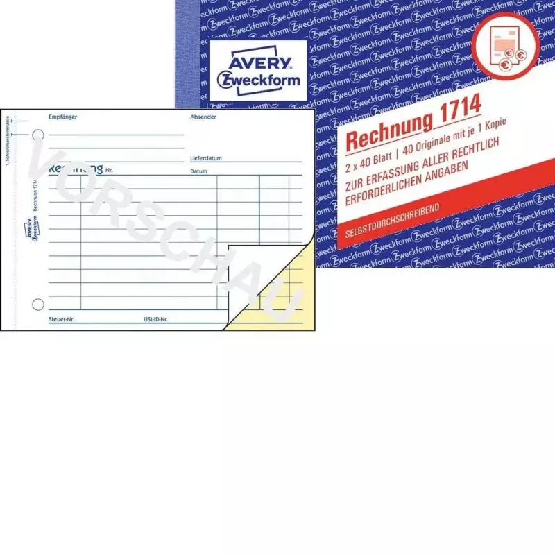 Grāmatvedības veidlapa/bloks AVERY 1714 A6 40 lapas