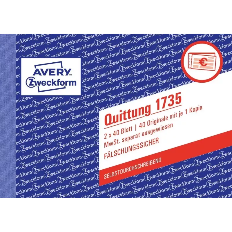 Grāmatvedības veidlapu grāmatiņa AVERY 1735-5 A6 40 lapas