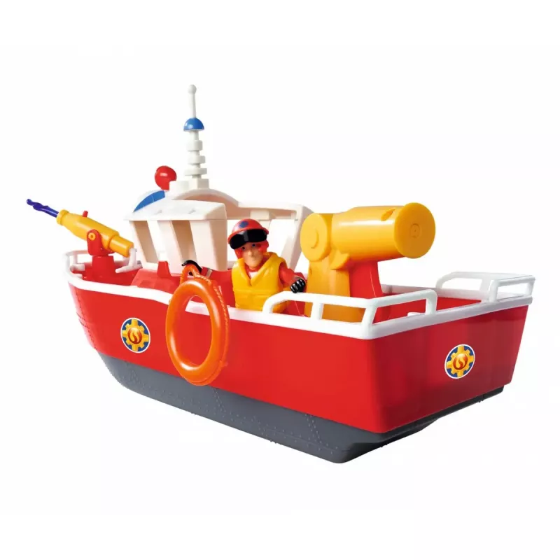 Rotaļu ugunsdzēsēju laiva Simba‑Dickie Fireman Sam Titan ugunsdzēsēju laiva, transportlīdzekļa rotaļu komplekts