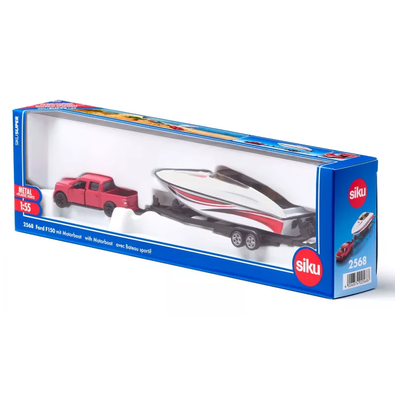 Siku Ford F150 ar motorlaivu Automašīnu modeļu komplekts Salikts 1:50