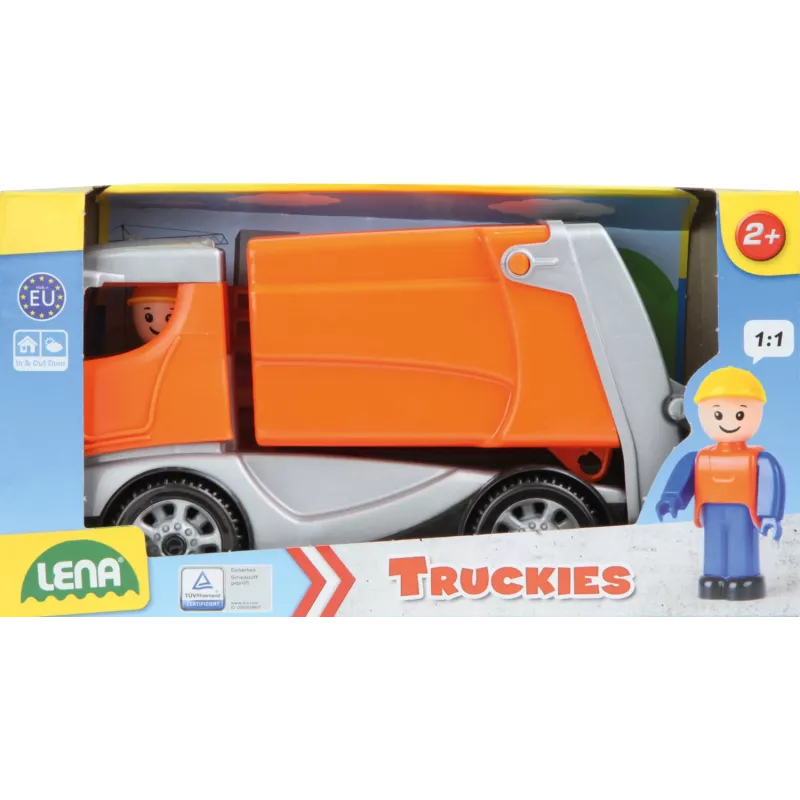 Lena Truckies atkritumu mašīna, Kravas automašīna, 2 gadi, Plastmasa, Pelēka, Oranža