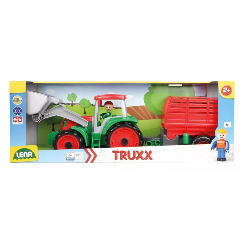Rotaļu traktors ar siena piekabi Lena Truxx 04428 atvērta kaste – plastmasas rotaļu komplekts