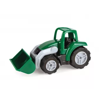 Rotaļu traktors Lena Workies 01263 ar lāpstu — plastmasas sēžamā konstrukcijas rotaļlieta, piemērota spēlēm ārā un telpās