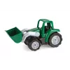 Rotaļu traktors Lena Workies 01263 ar lāpstu — plastmasas sēžamā konstrukcijas rotaļlieta, piemērota spēlēm ārā un telpās
