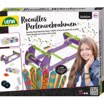 Pērļu Aušanas Rāmis Lena 42722 Rocailles — regulējams augstums, viegls aušanas stellītes