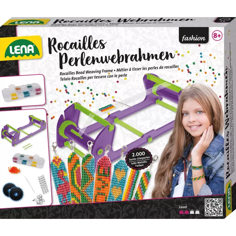 Pērļu Aušanas Rāmis Lena 42722 Rocailles — regulējams augstums, viegls aušanas stellītes
