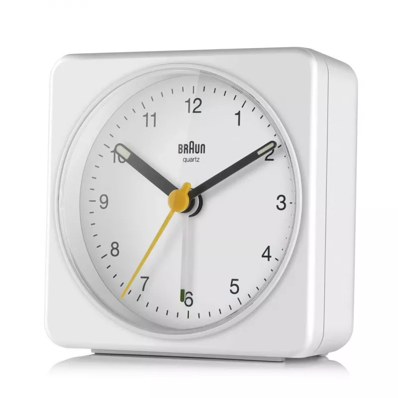 Braun BC03W kvarca modinātājpulkstenis, balts
