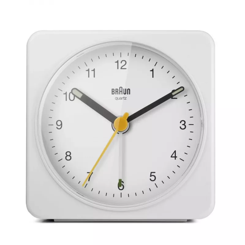 Braun BC03W kvarca modinātājpulkstenis, balts