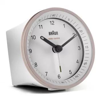 Braun BC07 kvarca modinātājpulkstenis rozā, baltā krāsā