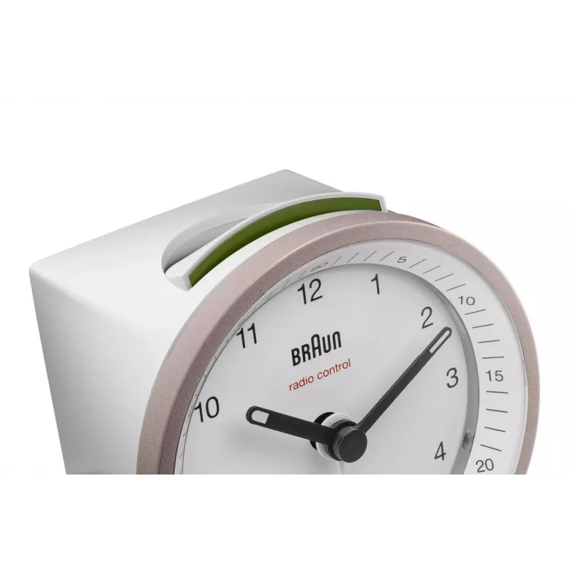 Braun BC07 kvarca modinātājpulkstenis rozā, baltā krāsā