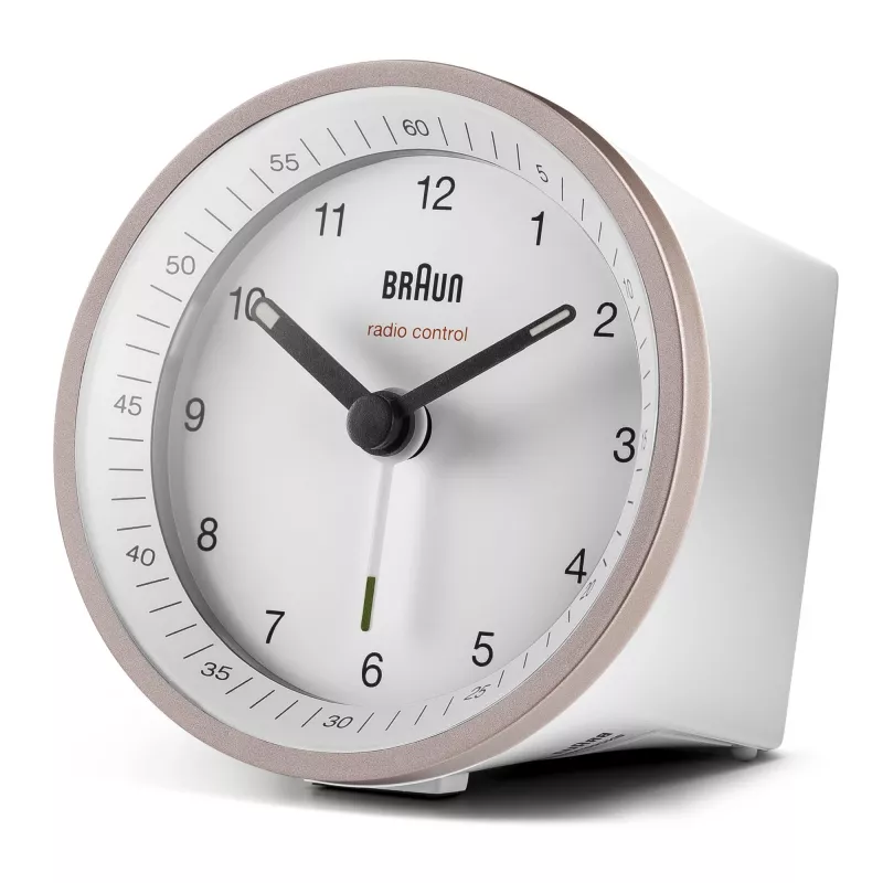Braun BC07 kvarca modinātājpulkstenis rozā, baltā krāsā