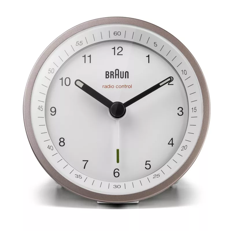 Braun BC07 kvarca modinātājpulkstenis rozā, baltā krāsā
