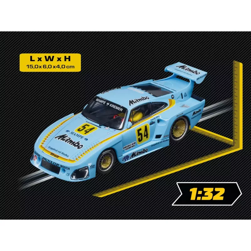 Sacīkšu transportlīdzeklis CARRERA Porsche Kremer 935 K3 “Nr. 54” — ciāna krāsā, vecumam no 8 gadiem