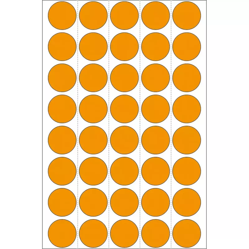 HERMA 2254 daudzfunkciju uzlīmes, gaismojoši oranžas, apaļas, 19 mm