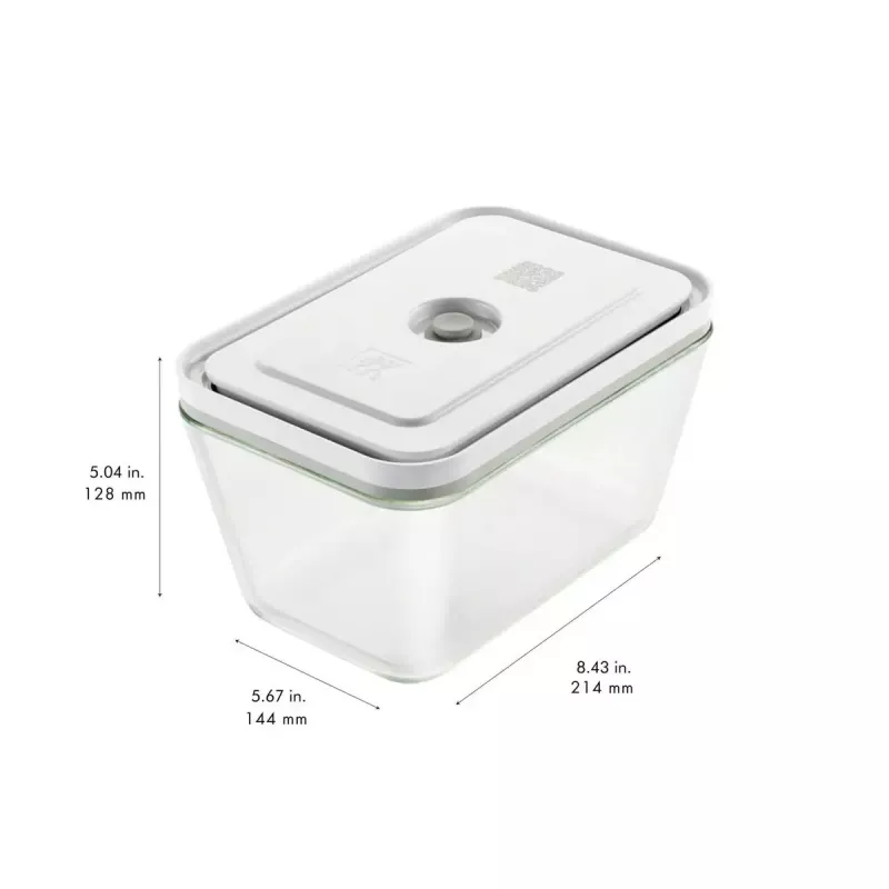 Pārtikas uzglabāšanas kaste ZWILLING FRESH & SAVE Taisnstūra stikla 1.6 L, ar noņemamu plastmasas fiksējamu vāku, piemērota cepeškrāsnij un mikroviļņu krāsnij