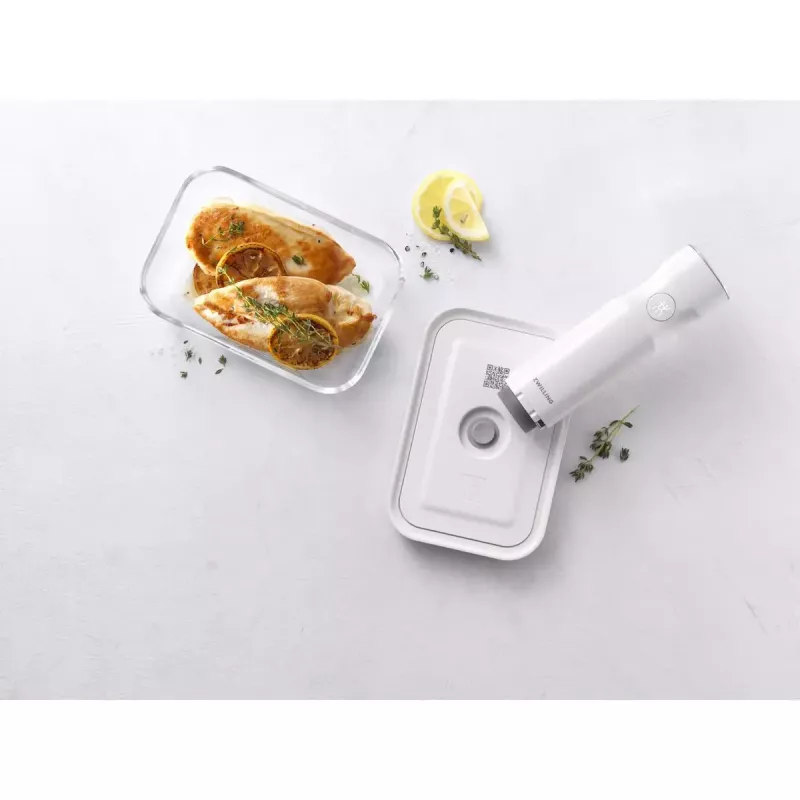 Pārtikas uzglabāšanas kaste ZWILLING FRESH & SAVE Taisnstūra stikla 1.6 L, ar noņemamu plastmasas fiksējamu vāku, piemērota cepeškrāsnij un mikroviļņu krāsnij