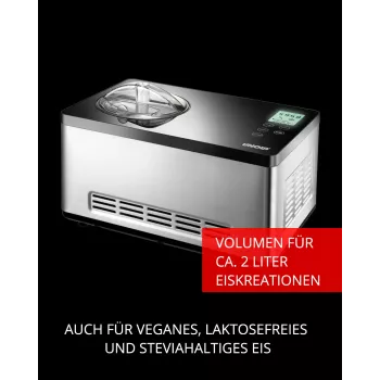 Unold 48845 saldējuma aparāts Kompresora saldējuma aparāts 2 L 180 W Melna, Nerūsējošais tērauds