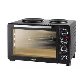 Unold Small kitchen all-in-one, brīvi stāvoša plīts, melna, rotējošs, melns, metāls, stikls