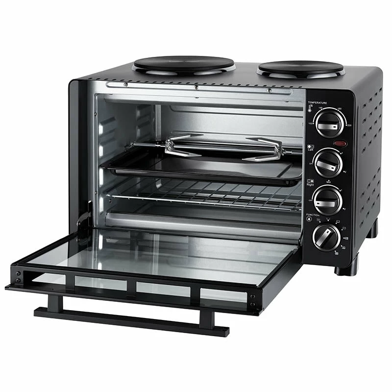 Unold Small kitchen all-in-one, brīvi stāvoša plīts, melna, rotējošs, melns, metāls, stikls