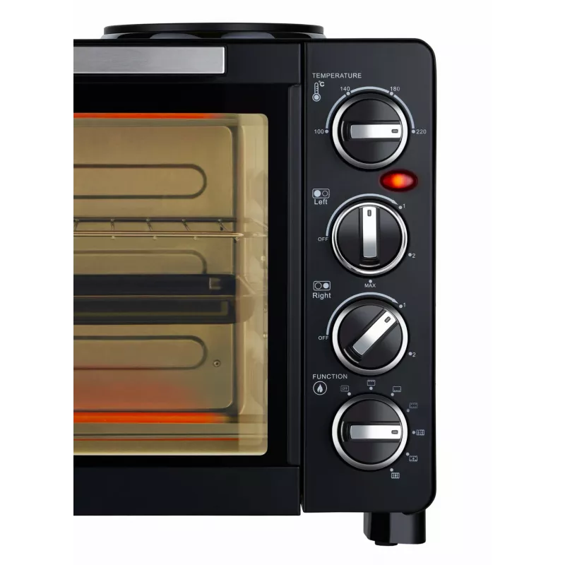 Unold Small kitchen all-in-one, brīvi stāvoša plīts, melna, rotējošs, melns, metāls, stikls