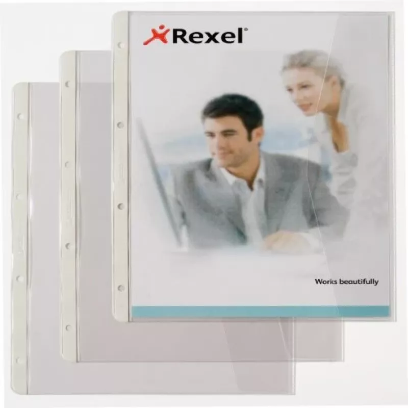 Rexel Document wallet with folding f, 210 x 297 mm (A4), Caurspīdīga, 0.13 mm, 233 mm, 301 mm, 2 mm