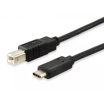 Equip USB 2.0 Type C uz Type B kabelis, 1m, 1 m, USB B, USB C, USB 2.0, vīrietis/vīrietis, melns