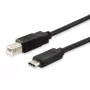 Equip USB 2.0 Type C uz Type B kabelis, 1m, 1 m, USB B, USB C, USB 2.0, vīrietis/vīrietis, melns
