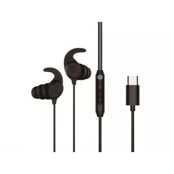 Vadu ievietojamo austiņu komplekts CONCEPTRONIC BRENDAN05B — USB-C, 20–20000 Hz, 1,2 m kabelis, auss ķekša (melns)
