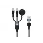 USB A uz 2× USB-C 3-in-1 ātrās uzlādes datu kabelis Conceptronic ETTA08B15 — 1,5 m, USB 2.0, 5A, Apple Watch lādētājs, 100W E‑Mark