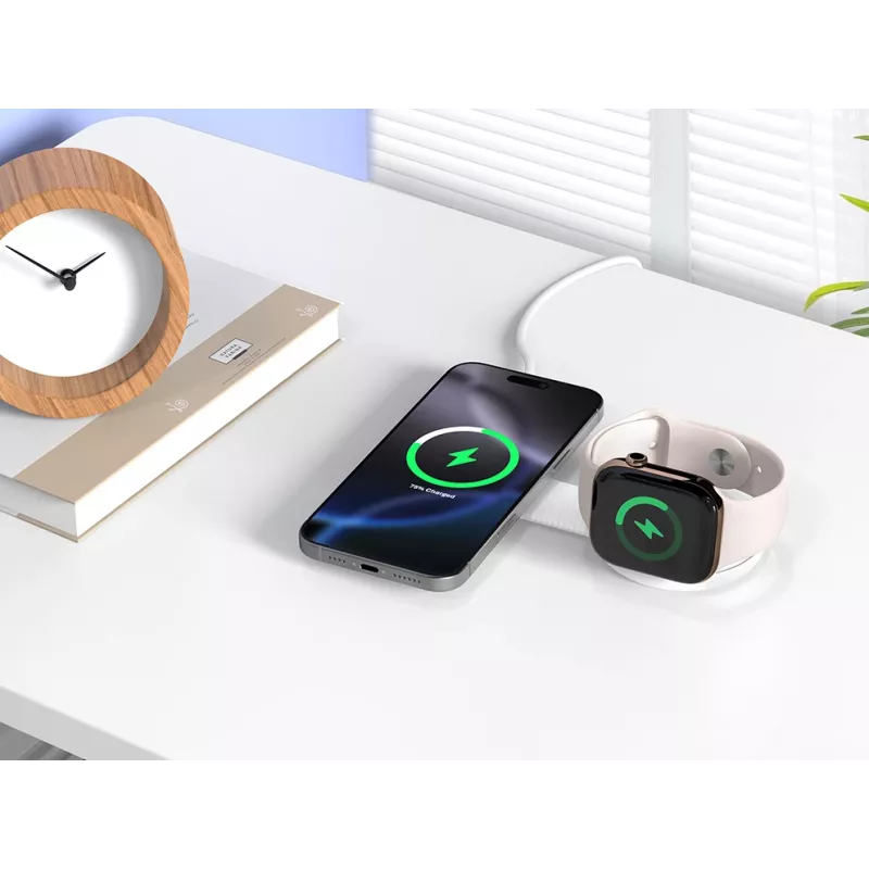 Conceptronic GORGON04W 2-in-1 salokāma magnētiska Qi2 25 W bezvadu lādētājs