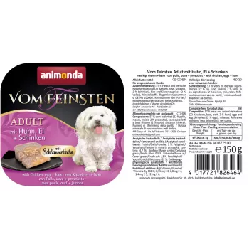 animonda Vom Feinsten Gourmet core Adult ar vistu, olām un šķiņķi mitrā suņu barība, 150 g