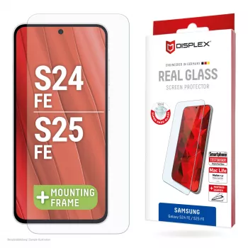 Displex ekrāna aizsargs (10H) Samsung Galaxy S25 FE/S24 FE, EASY-ON® Eco montāžas rāmis, izturīgs pret skrāpējumiem